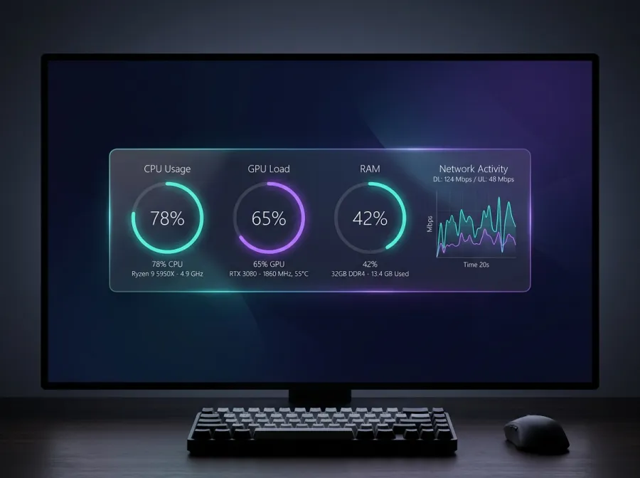 Nebula Monitor — System Monitor Rainmeter skin preview